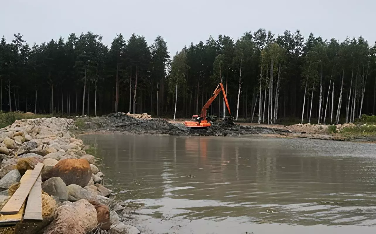 Стационарный причал на берегу водоема